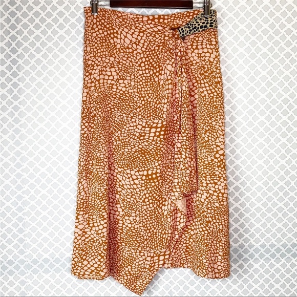 EUC Anthropologie Faux Wrap Buckle Midi Skirt - Picture 1 of 8